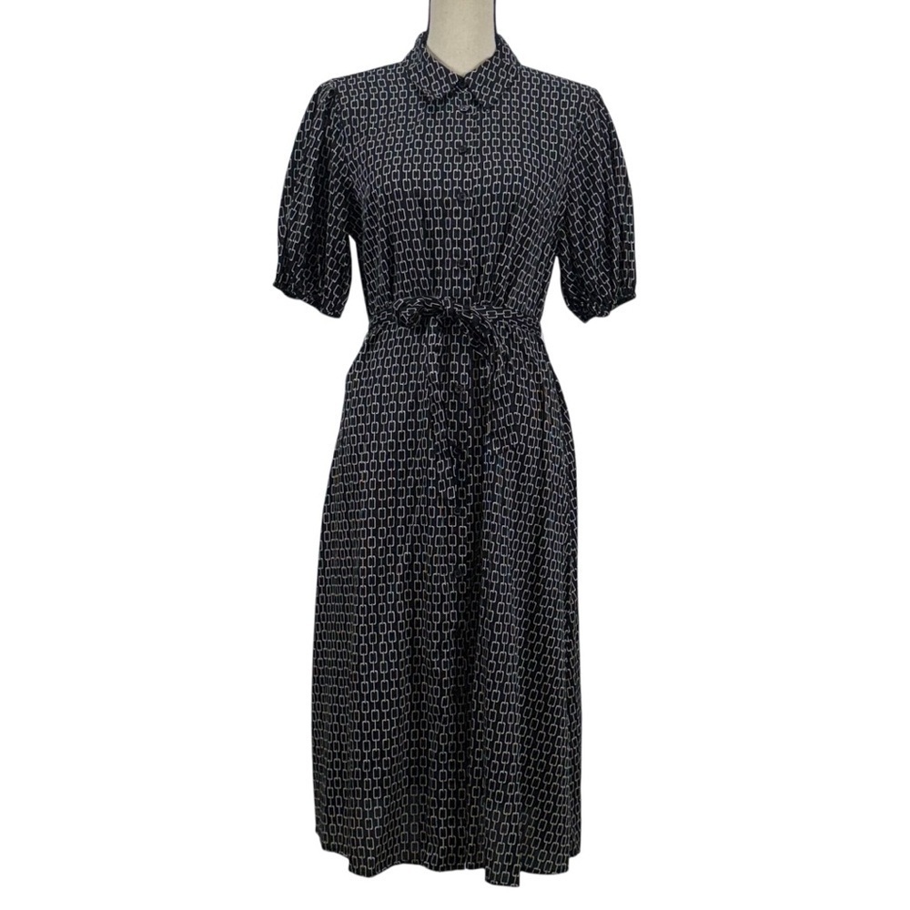 Who What Wear Black and White Button Front/ mini chain pattern Dress size medium
